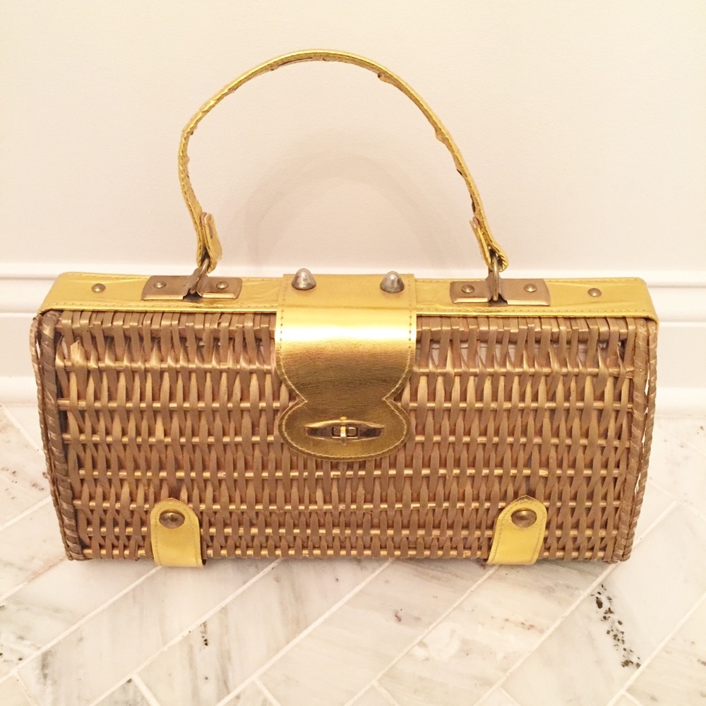 RARE great condition super CHIC Vintage Gold Handbag - Picture 2 of 4